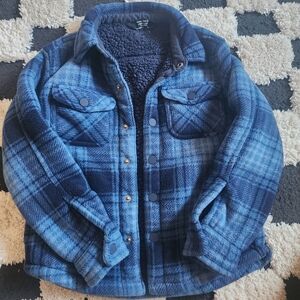 Cozy Blue Plaid Kids Jean Jacket
